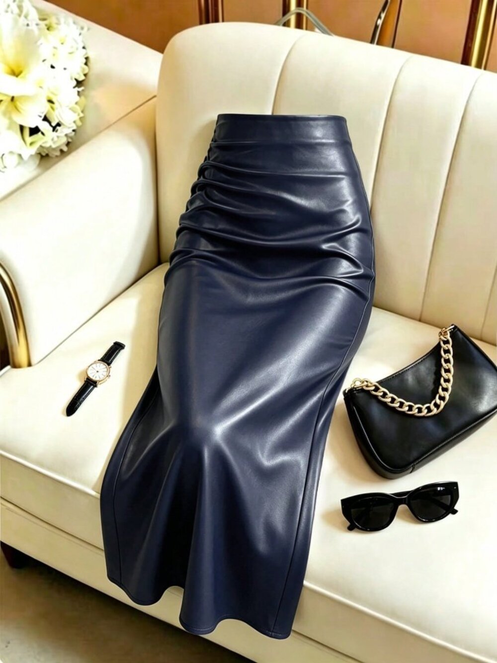 Navy Blue Party Women's A-Line Skirt